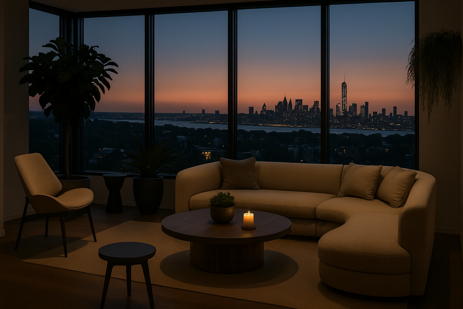 Forest Hills, Queens — Interior with skyline view
